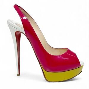 CHRISTIAN LOUBOUTIN Lady Peep Sling 150 Patent Leather in Cyclamen